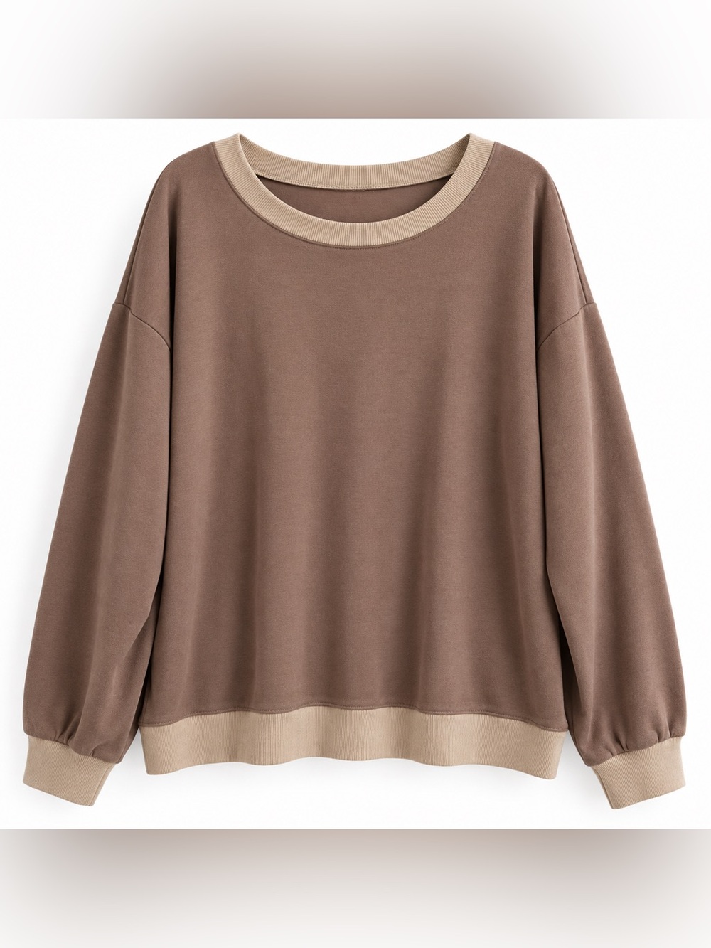 Mocha Taupe Oversized Soft Lightweight Sweatshirt Pullover L